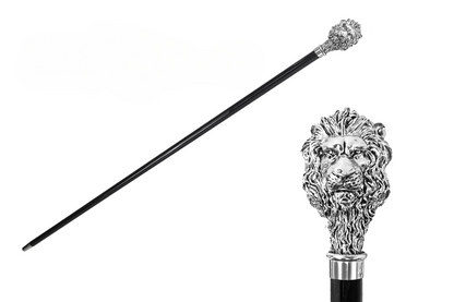 925 Silver-Plated Lion Walking Stick – Handcrafted Italian Masterpiece