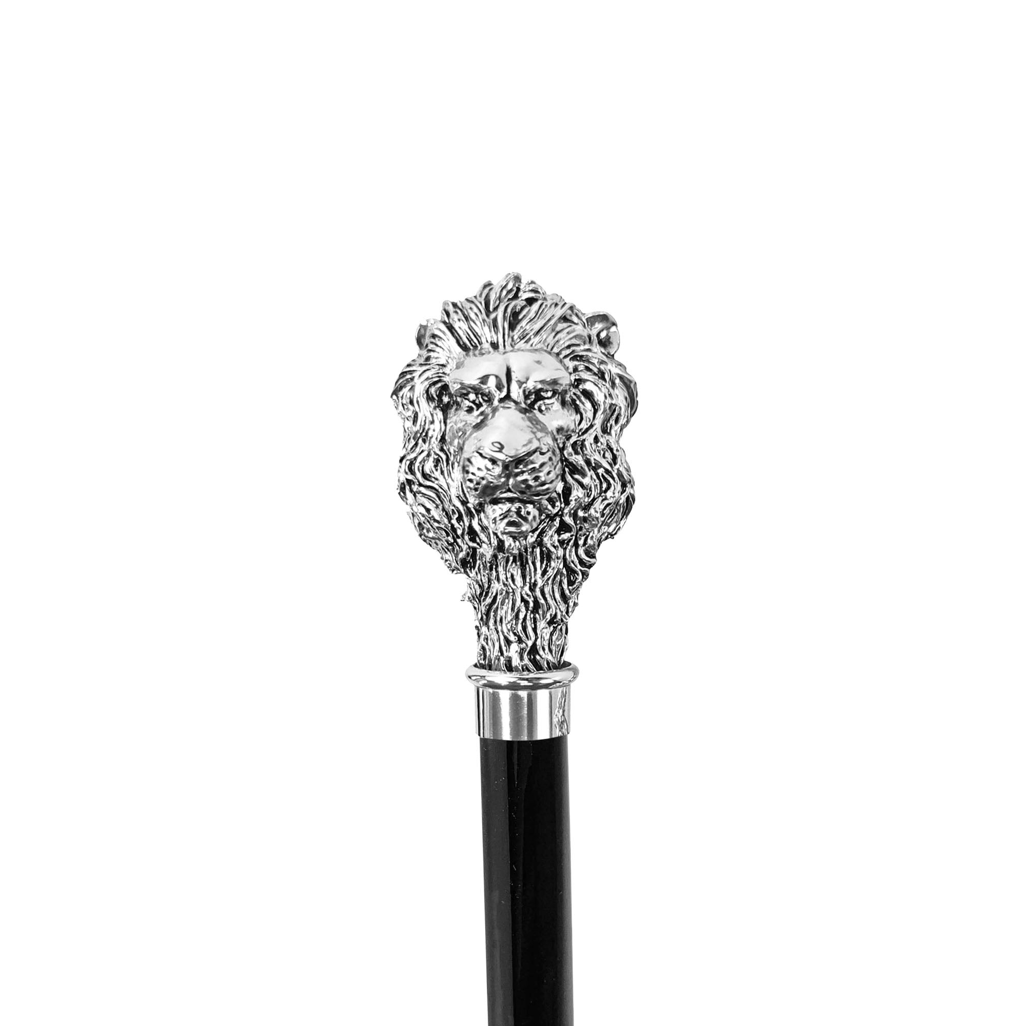 925 Silver-Plated Lion Walking Stick – Handcrafted Italian Masterpiece