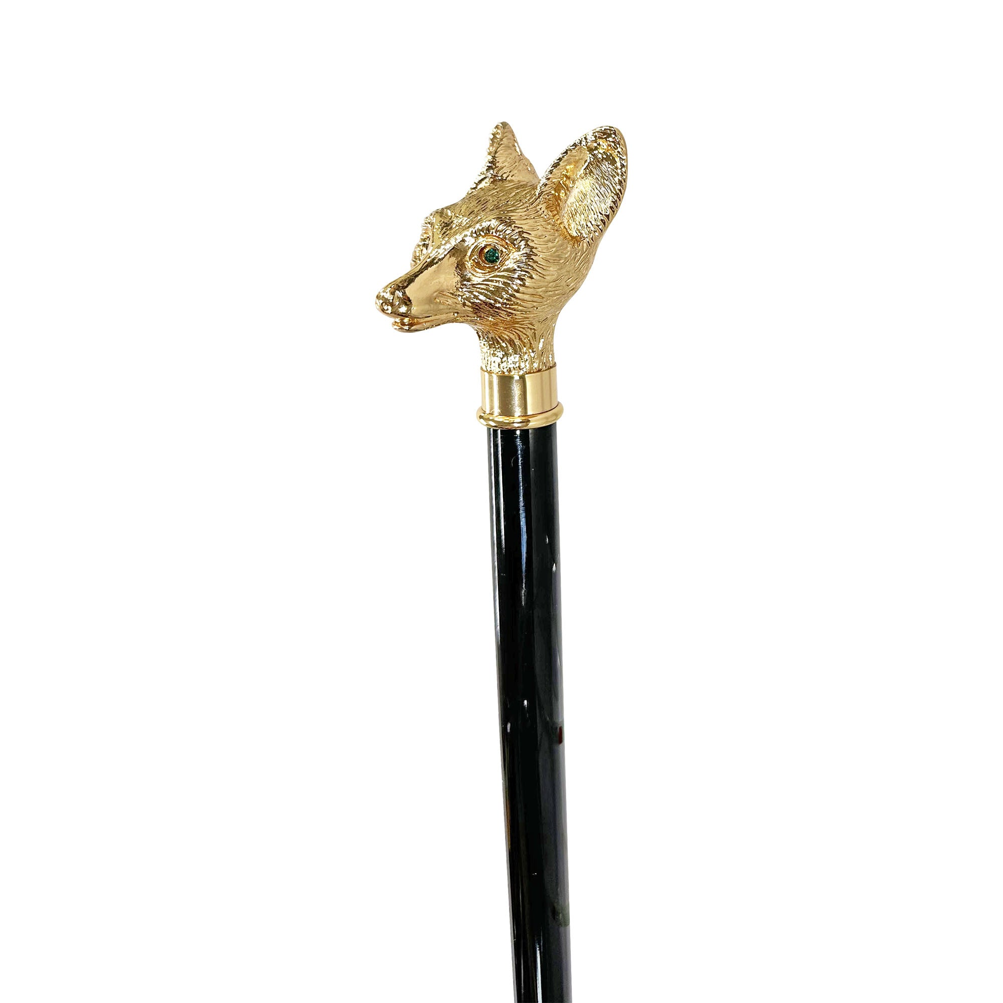 Luxury Handmade Fox Walking Stick with 24K Gold-Plated Handle