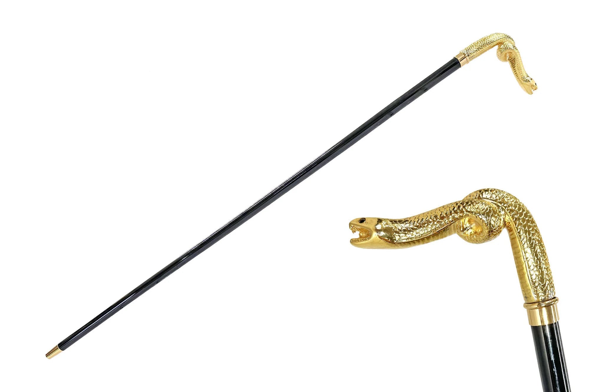 Luxury Gold Snake Walking Cane – 24K Gold-Plated Elegant Stick
