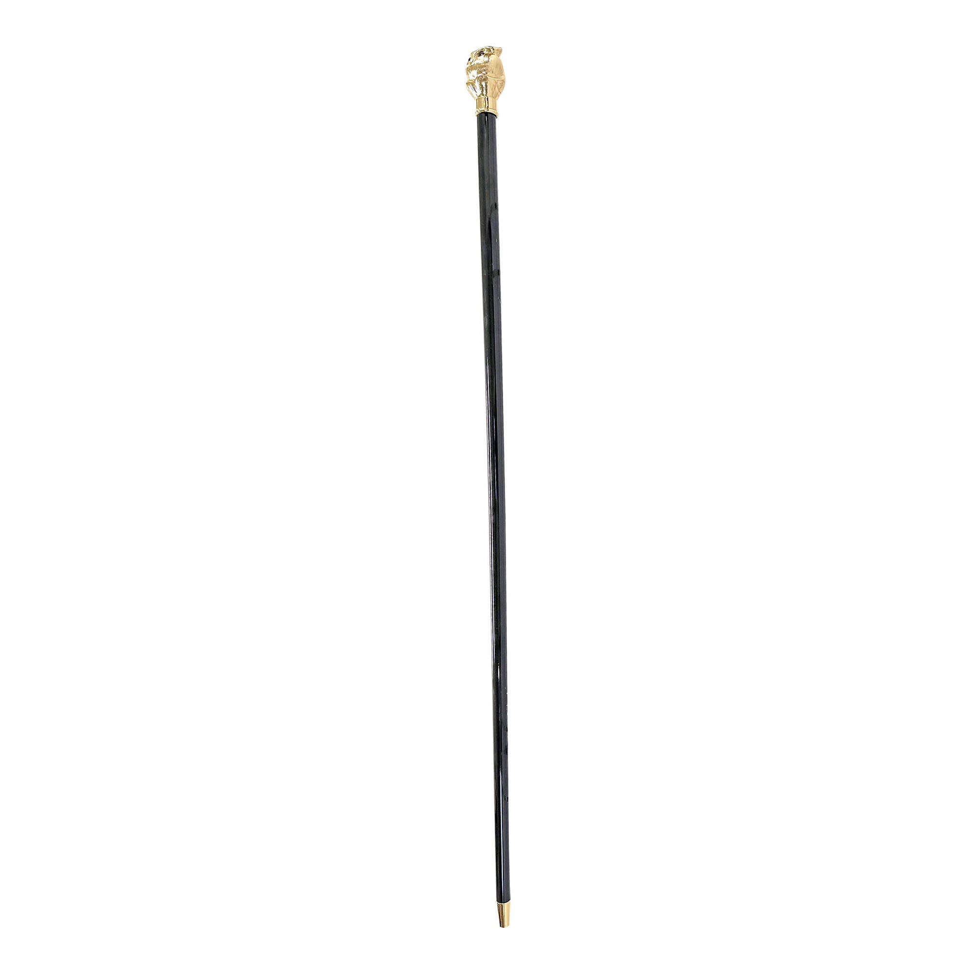 Luxury Italian Walking Stick with 24K Gold-Plated Owl and Purple Stone