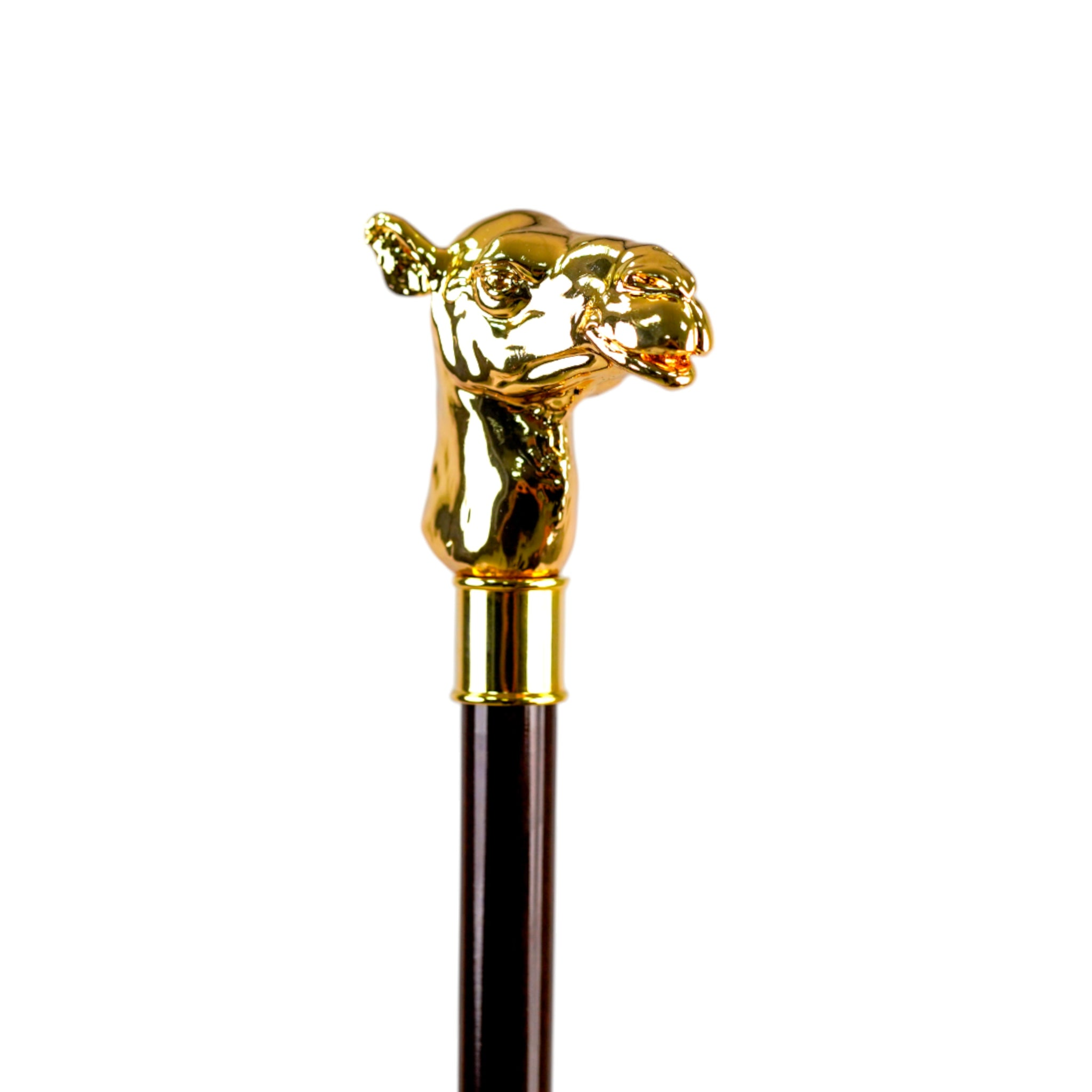 Luxury Italian Walking Stick with 24K Gold-Plated Camel Handle