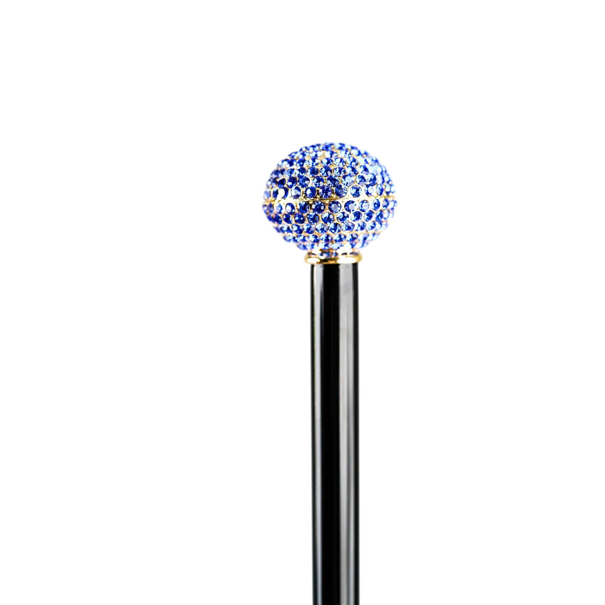 Blue Royalty Walking Cane – 24K Gold Handle with Sapphire Crystals