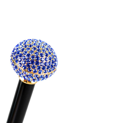 Blue Royalty Walking Cane – 24K Gold Handle with Sapphire Crystals