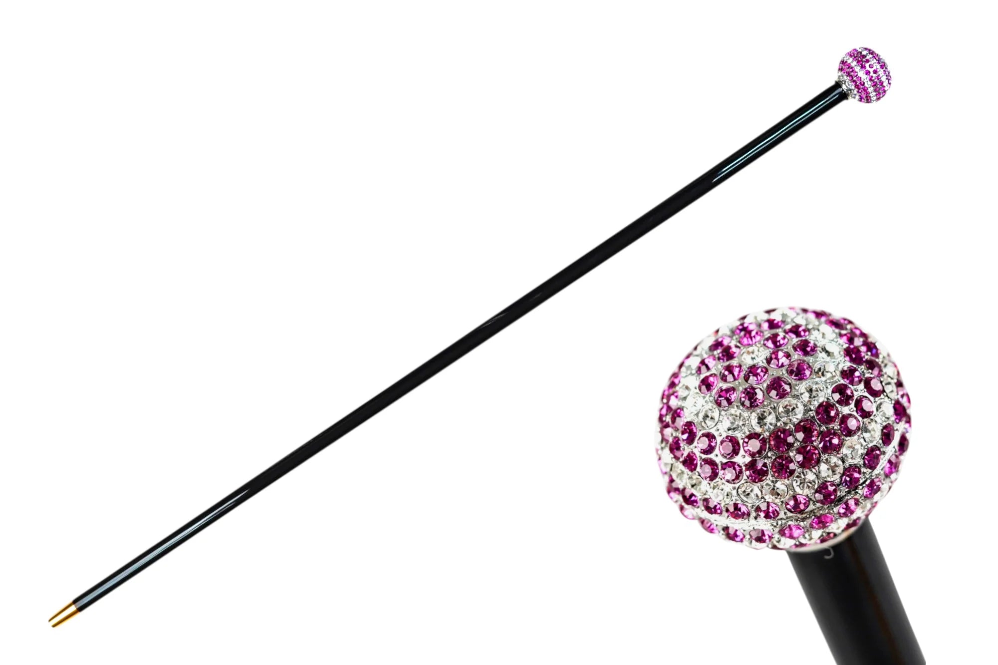 Whirl of Grace Spiral Cane – Silver-Plated 925 Handle with Crystals