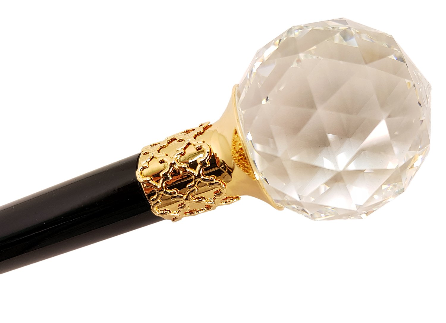 Luxury Black Cane with Oversized Swarovski Crystal Ball Handle