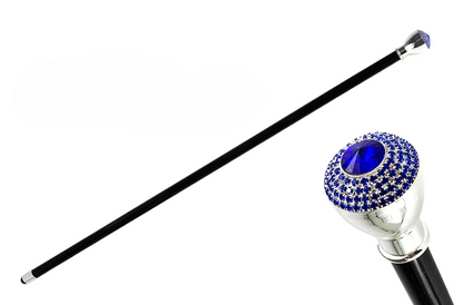 Walking Stick With Stone and Sapphire Color Rhinestones