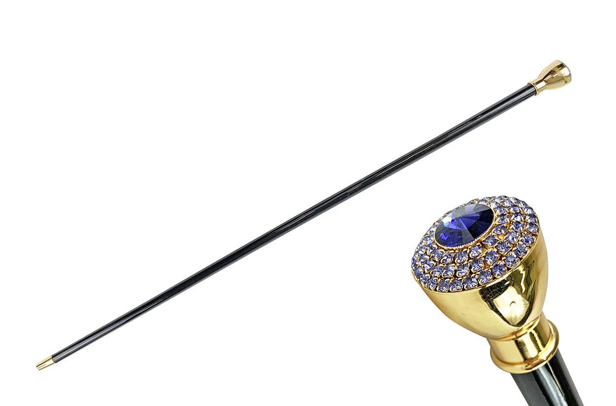 Luxury Gold-Plated Walking Cane with Tanzanite Crystals – Mylord