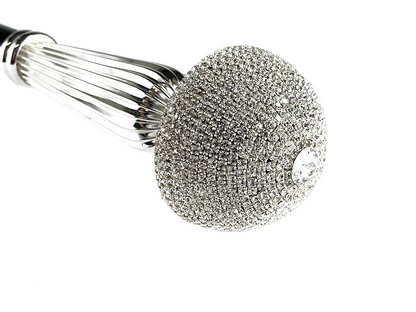 Crystals-Encrusted Evening Walking Stick – Silver-Plated Handle
