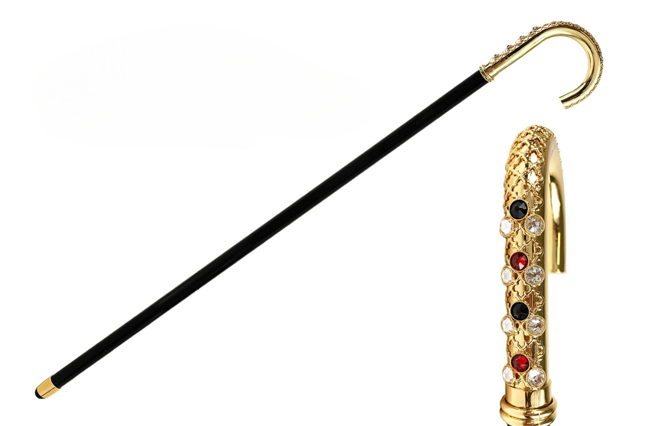 Unique 24K Gold-Plated Cane with Filigree and Swarovski Handle