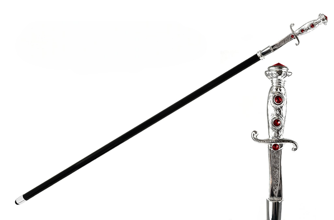 Silver-Plated Sword Handle Walking Stick – Handmade in Italy