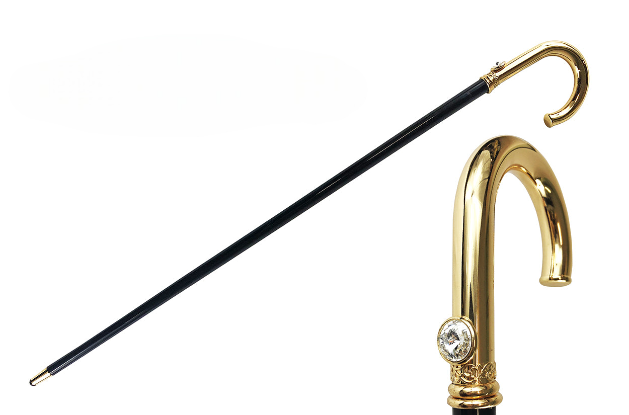 Luxury Gold-Plated Walking Stick for Men with Swarovski Crystal Handle
