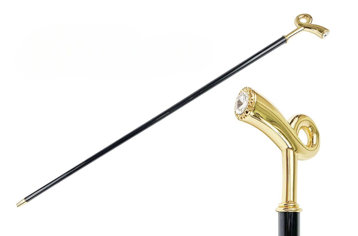 Exclusive Walking Stick with Sturdy 24K Gold-Plated Brass Handle