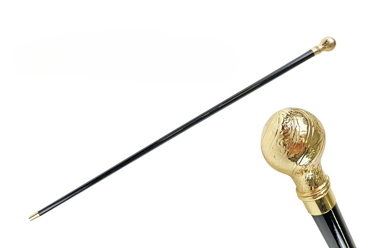 Walking Stick with Ceremonial Gold-Plated Knob – 24K-Plated Handle