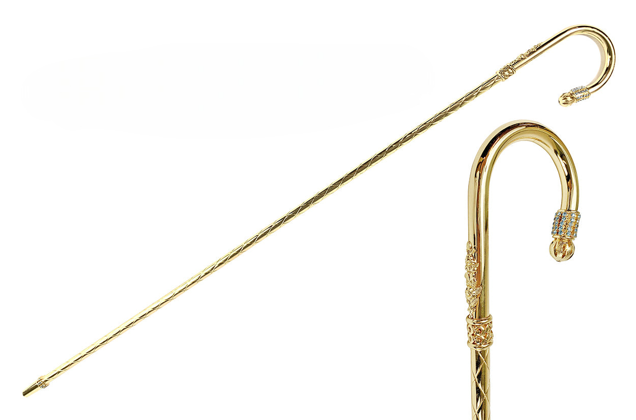 Limited Edition Italian Walking Stick in Solid Brass with 24K Gold Plating