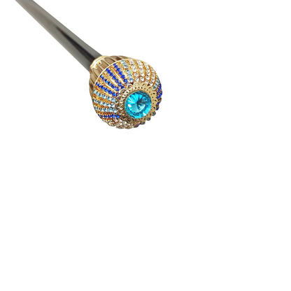 Luxury Walking Stick with Multicolor Crystal Knob and 24K Gold Plating