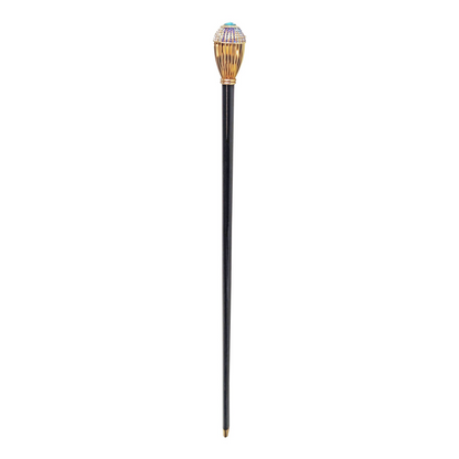 Luxury Walking Stick with Multicolor Crystal Knob and 24K Gold Plating