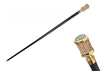 Chic Elegant Walking Stick with 24K Gold-Plated Handle and Crystals