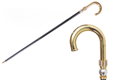 24K Gold-Plated Brass with Silver-Plated Sphere Walking Stick for Men