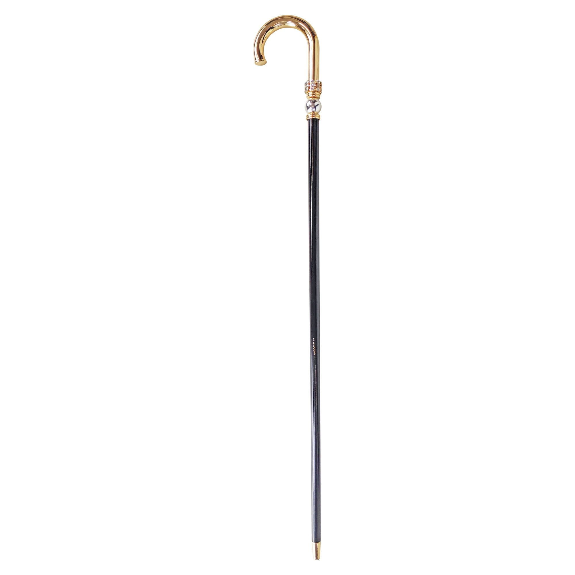 24K Gold-Plated Brass with Silver-Plated Sphere Walking Stick for Men