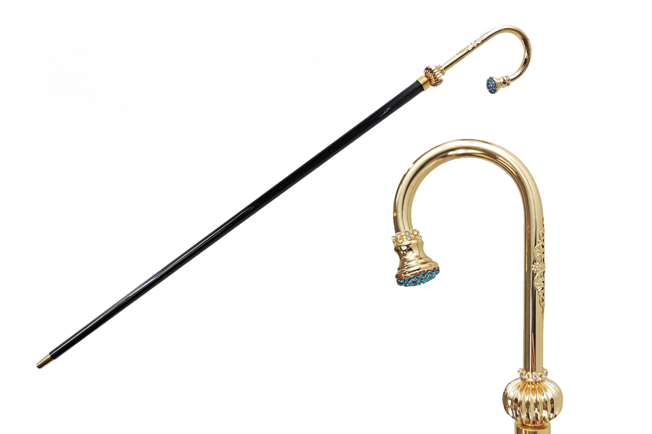 Elegant Italian Walking Stick for Ladies with Crystal Handle