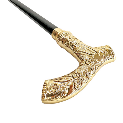 Hand-Engraved 24K Gold-Plated Walking Stick – Italian Luxury