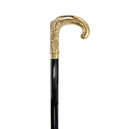 Designer Luxury Hand-Engraved 24K Gold-Plated Walking Stick