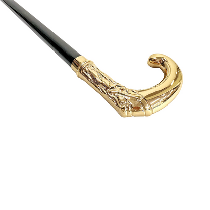 Designer Luxury Hand-Engraved 24K Gold-Plated Walking Stick