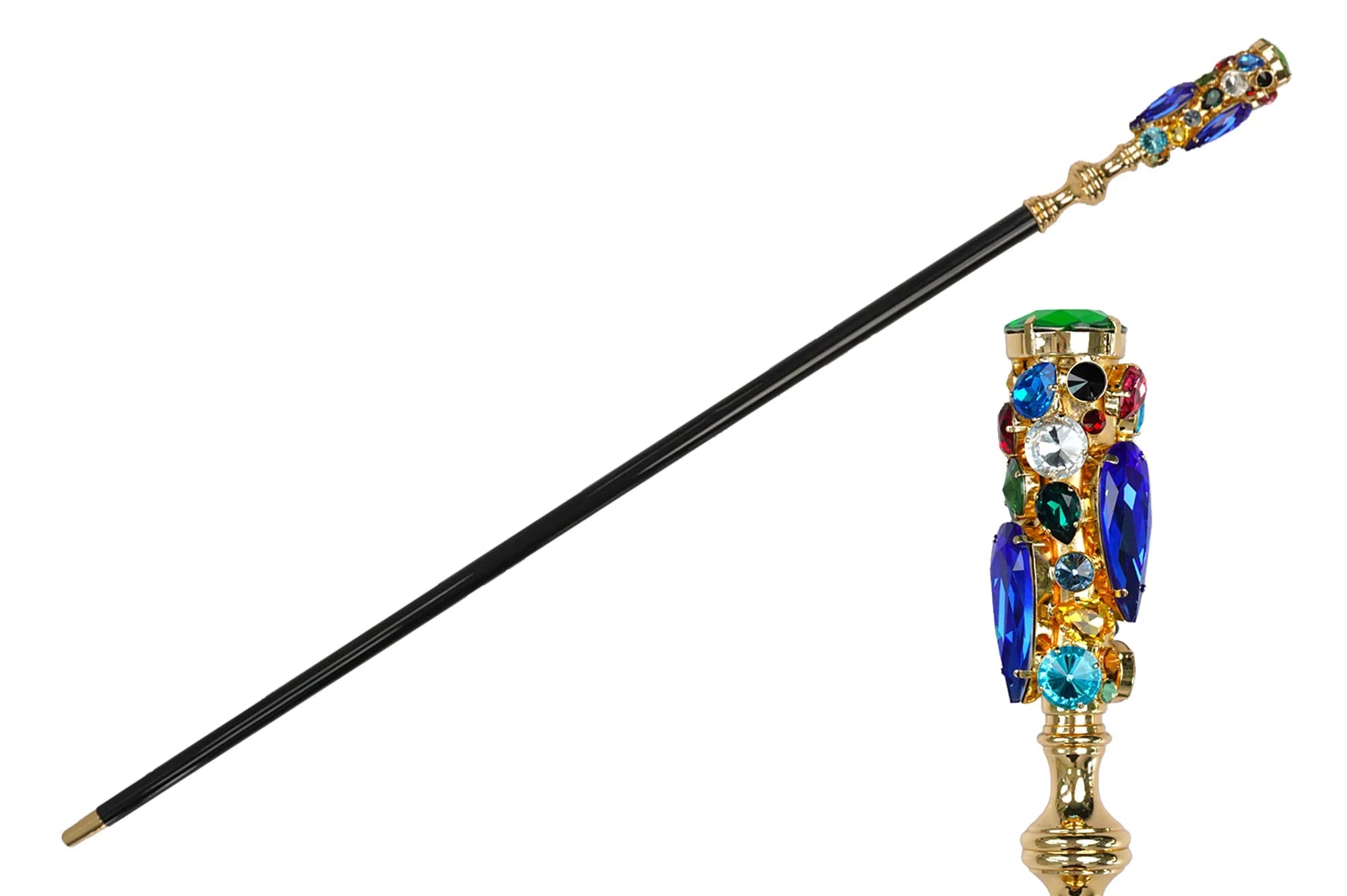 Luxury 24K Gold Walking Cane with Crystals – Handmade in Italy