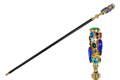 Luxury 24K Gold Walking Cane with Crystals – Handmade in Italy