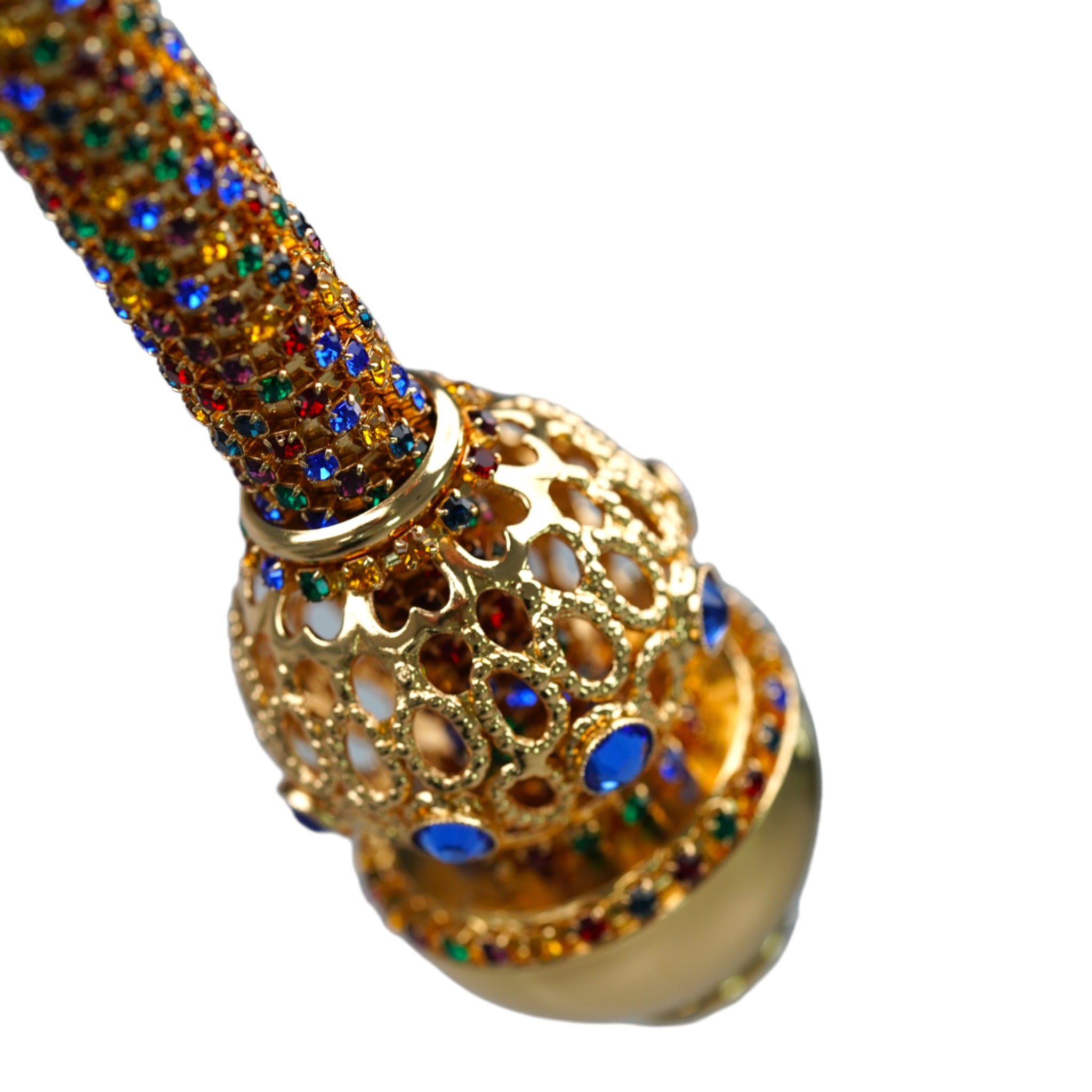 Designer 24K Gold-Plated Walking Cane with Crystal-Adorned Handle