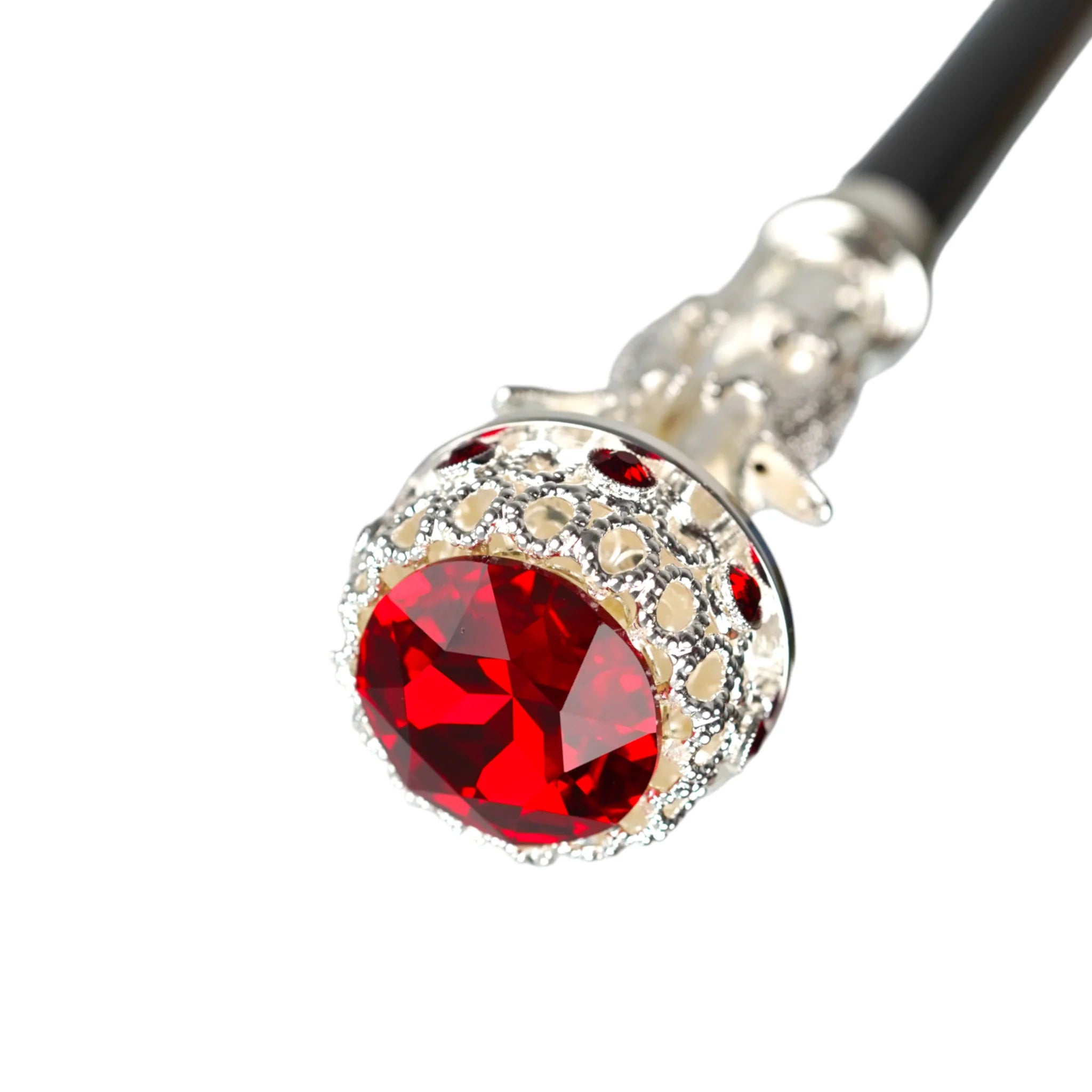 Limited Collection Crocodile Handle Walking Cane – 925 Silver & Siam Crystals