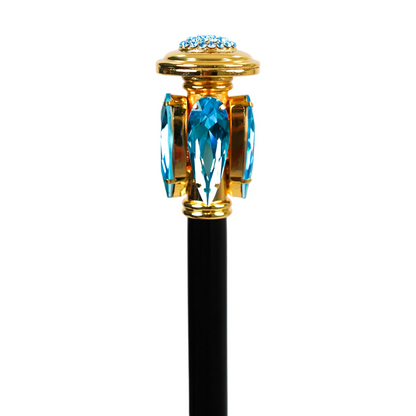 Luxury Walking Stick with Aquamarine Teardrop Crystal Handle