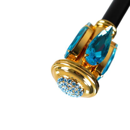 Luxury Walking Stick with Aquamarine Teardrop Crystal Handle
