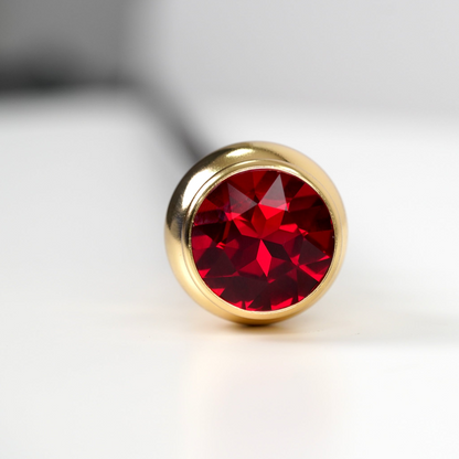 Handmade Italian Luxury 24K Gold-Plated Walking Cane with Red Crystal