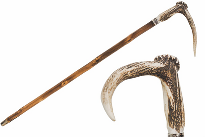 Handmade Chestnut Shaft and Horn End Luxury Deer Antler Walking Cane