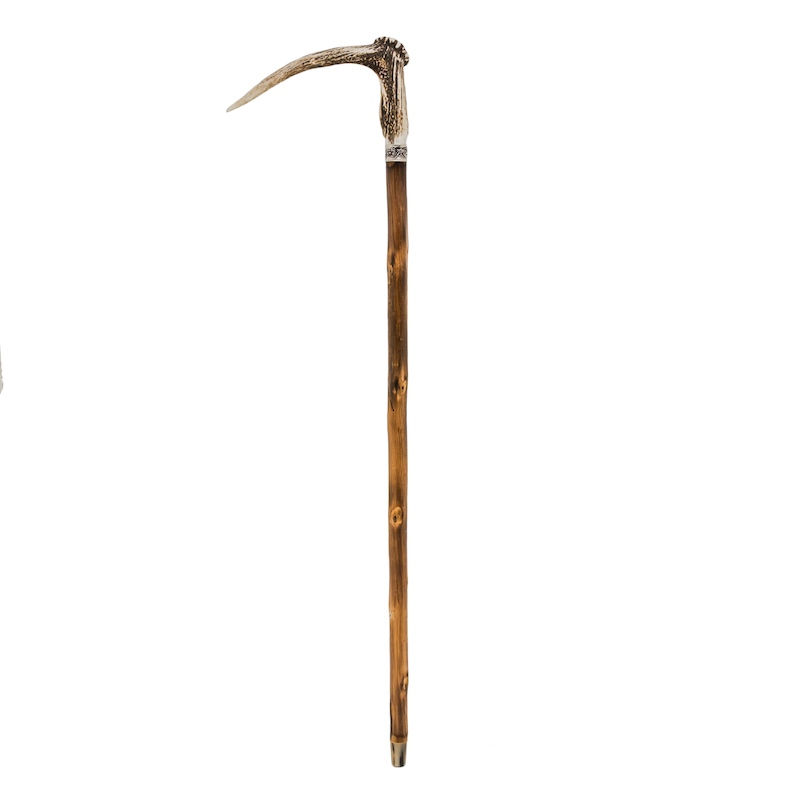 Handmade Chestnut Shaft and Horn End Luxury Deer Antler Walking Cane