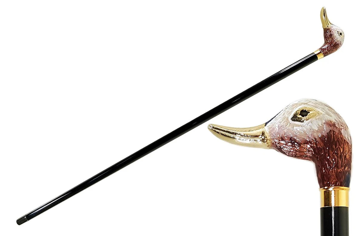 Luxury Gold Duck Head Walking Cane – Hand-Enamelled 24K Cane