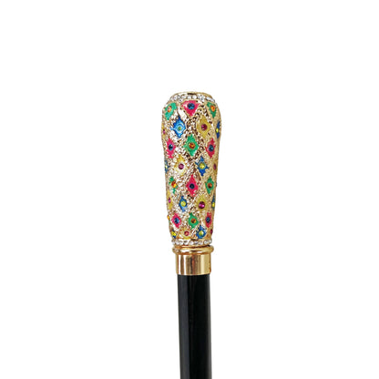 Milord Walking Stick – 24K Gold-Plated Cane with Multicolor Crystals