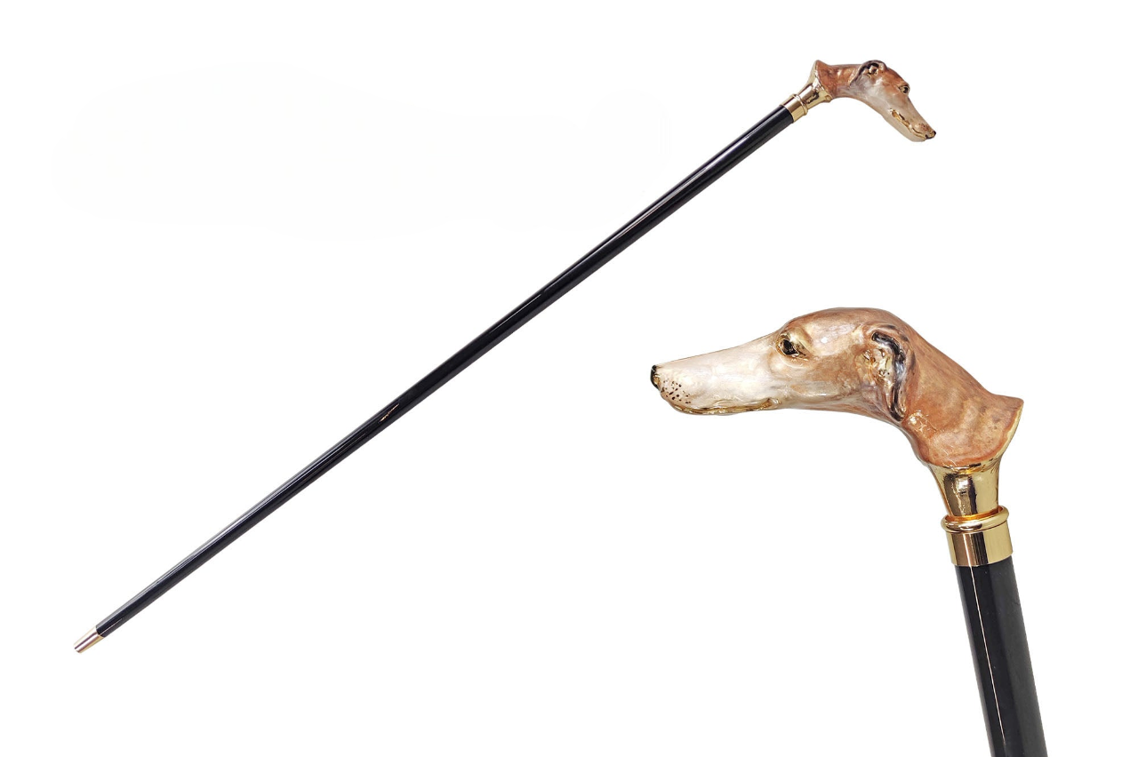 Hand-Enameled Greyhound Walking Stick – Italian Luxury in Every Detail