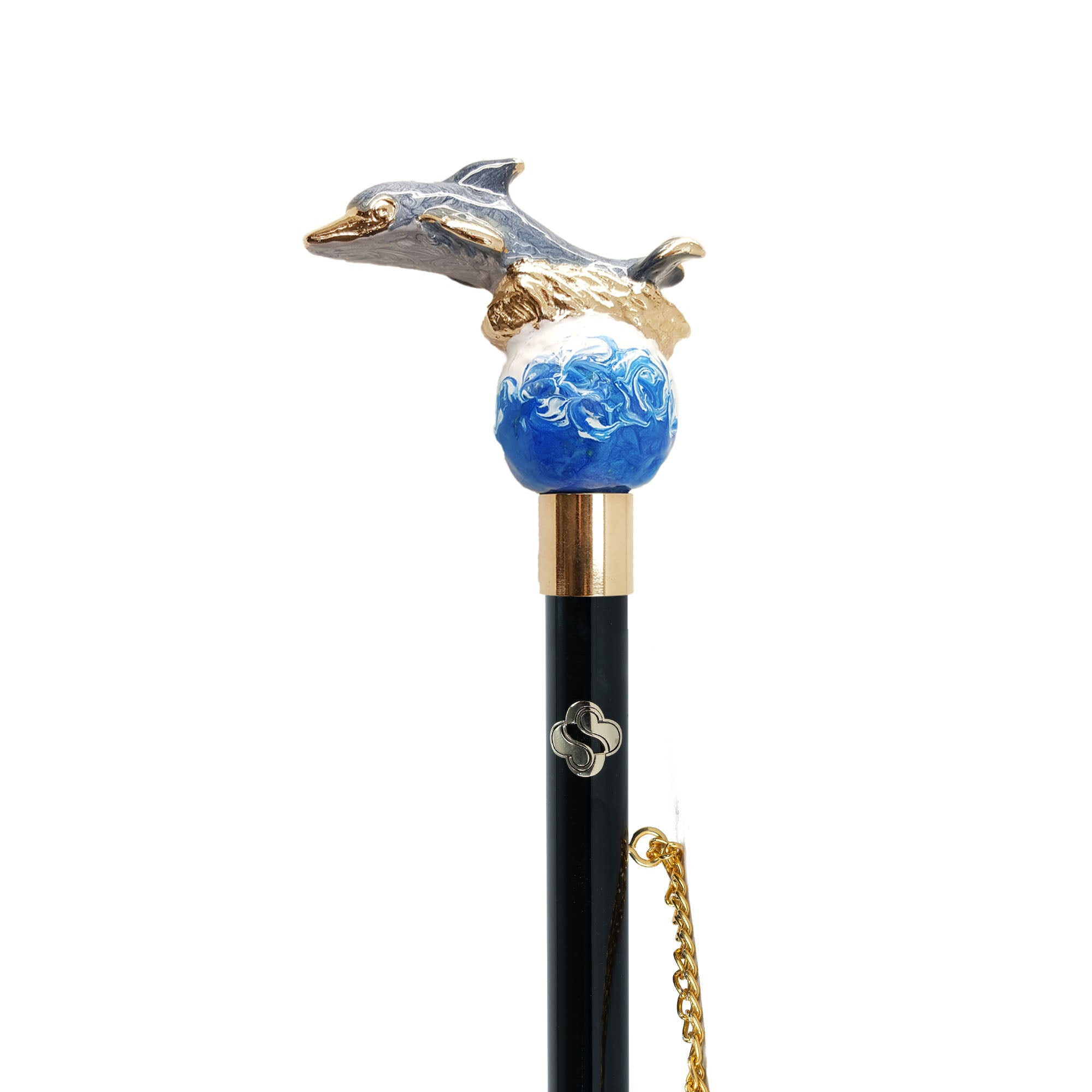 Elegant Dolphin Hand-Painted 24K Gold-Plated Dolphin Shoehorn