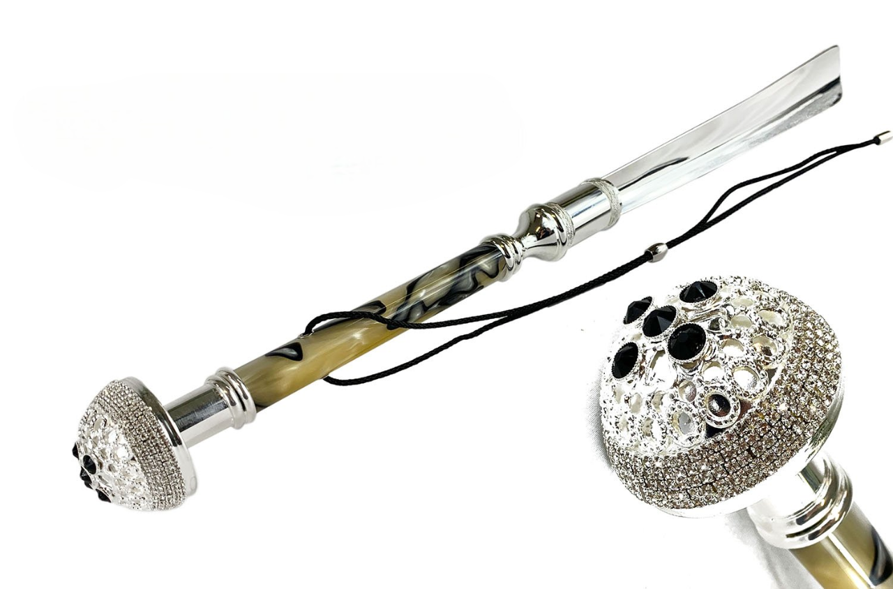 Designer Italian Luxury Silver-Plated Shoehorn with Brass Tongue