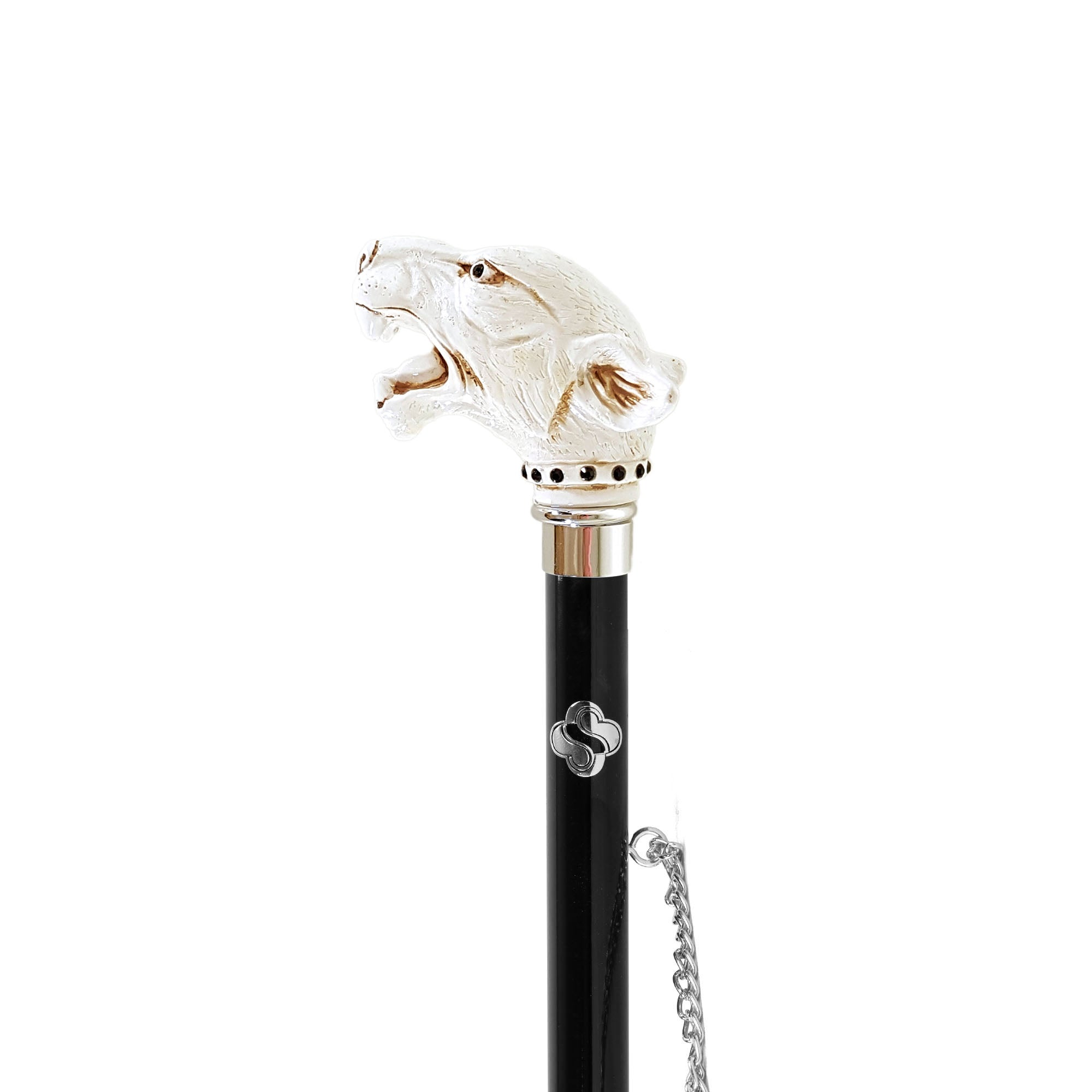 Hand-Painted 925 Silver-Plated Shoehorn with Puma and Black Crystals