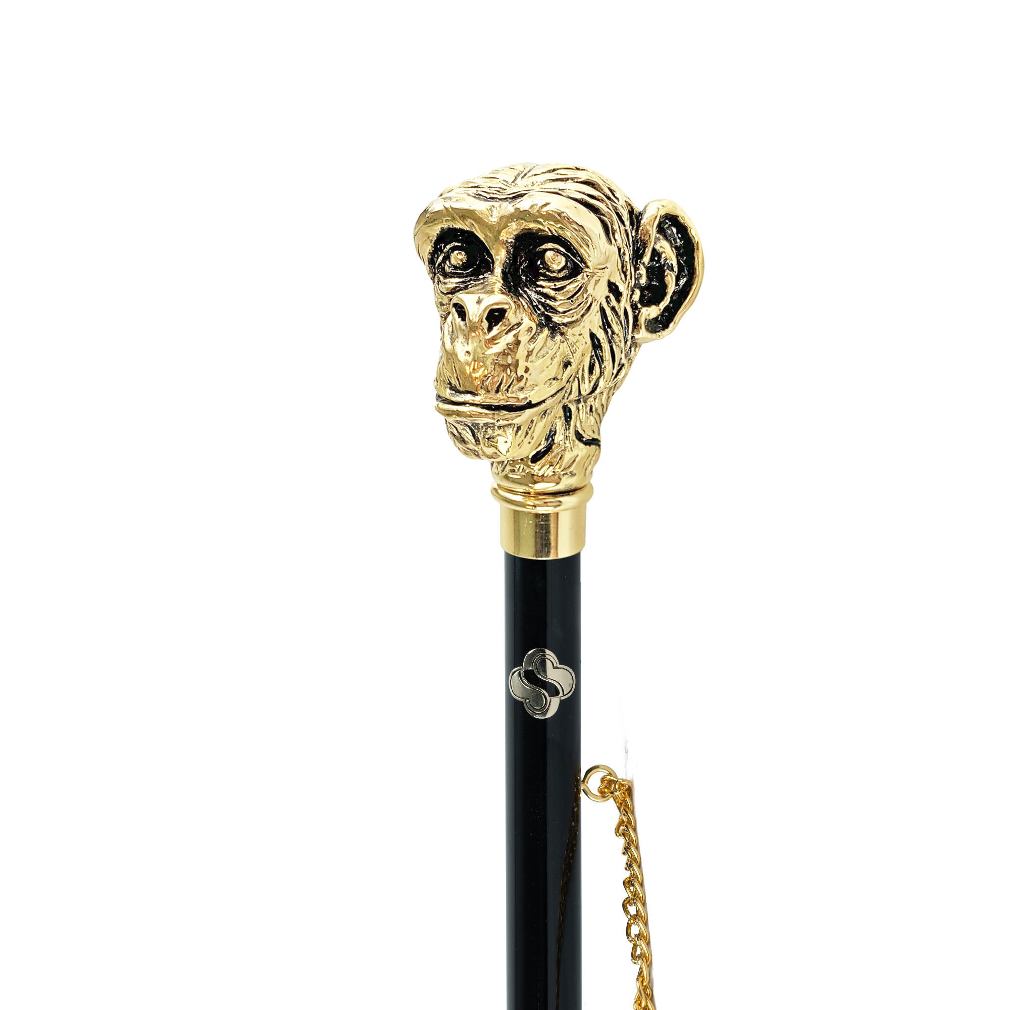 Exclusive Golden Shoehorn with Handcrafted Monkey Handle