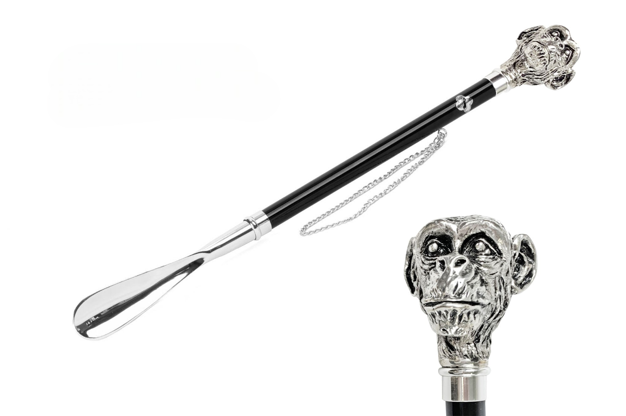 Exclusive Handle Design 925 Silver-Plated Monkey Shoehorn