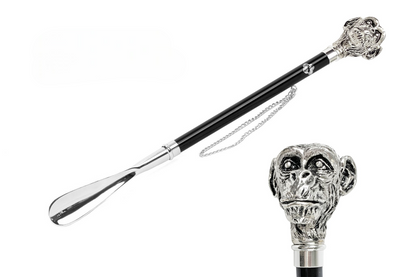 Exclusive Handle Design 925 Silver-Plated Monkey Shoehorn