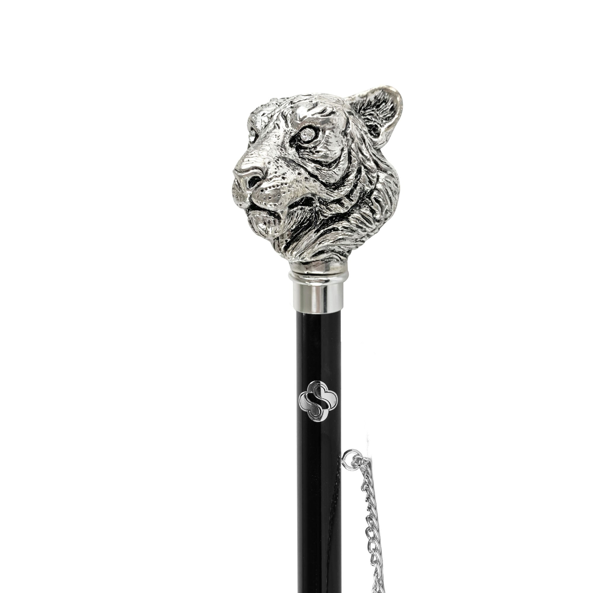 Chic Designer Tiger Handle 925 Silver-Plated Shoehorn