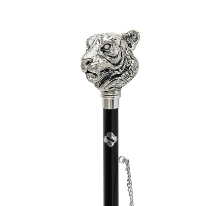 Chic Designer Tiger Handle 925 Silver-Plated Shoehorn