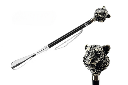 Exclusive Design Hand-Painted Tiger 925 Silver-Plated Shoehorn