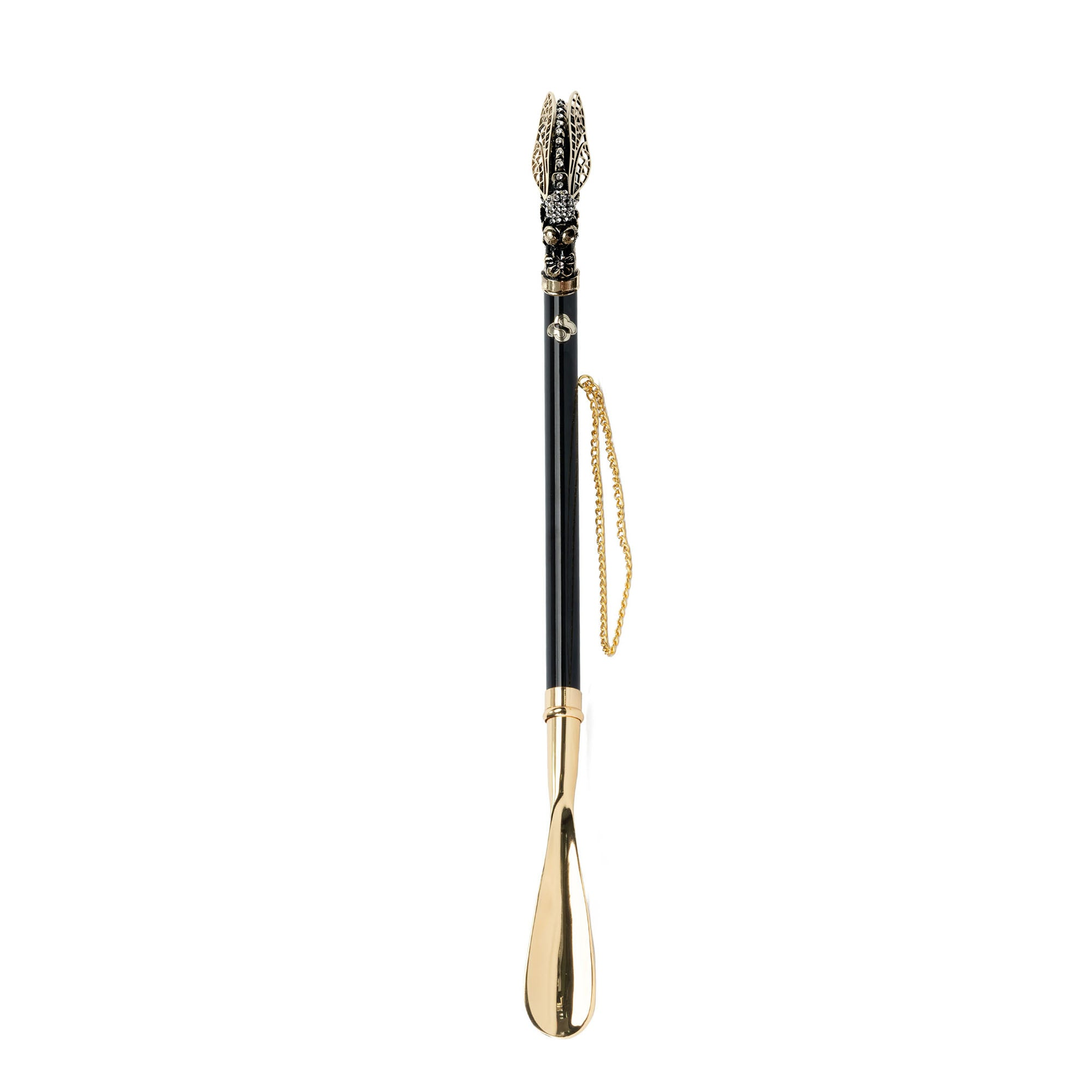 Chic 24K Gold-Plated Shoehorn with Handcrafted Dragonfly Handle